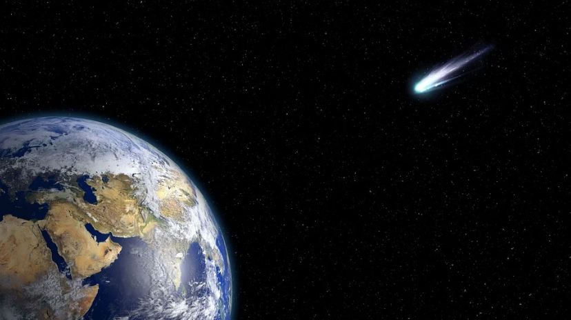 Earth, space, stars, comet