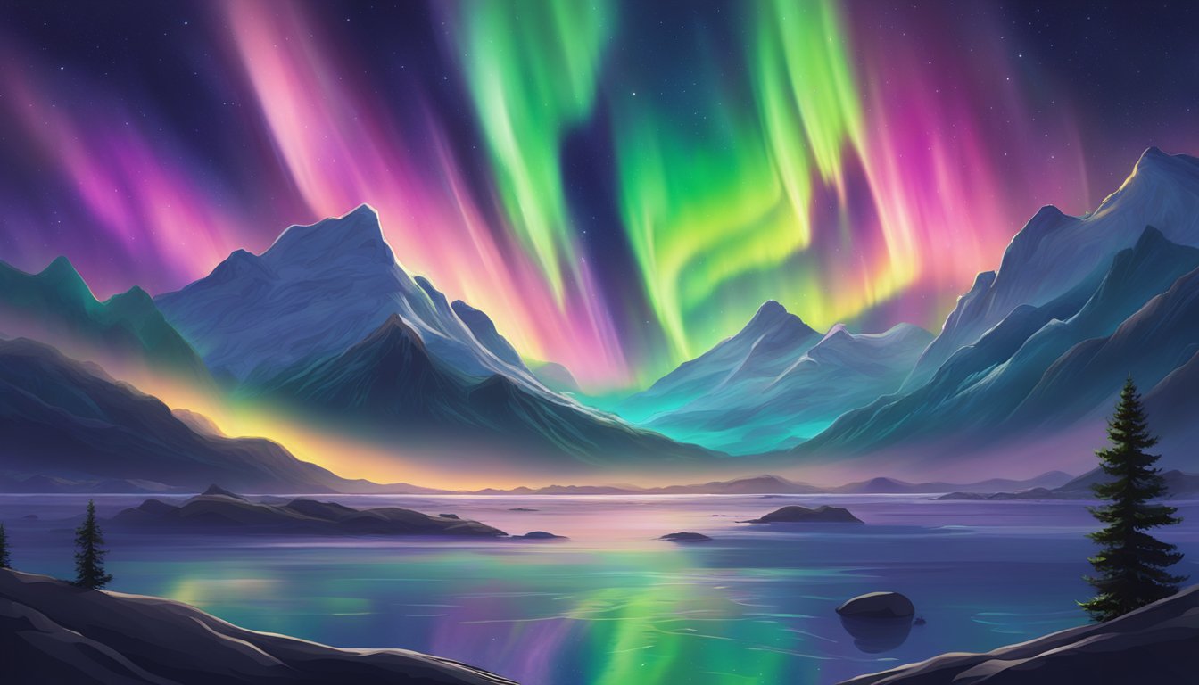 Vibrant colors dance across the night sky, creating a mesmerizing display of the Southern Lights (Aurora Australis)