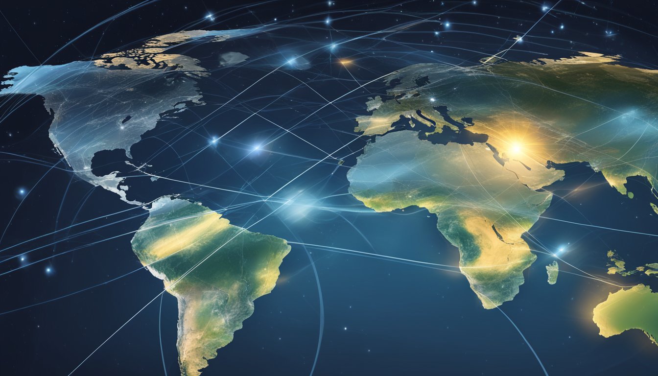Satellites orbiting Earth, providing global weather coverage