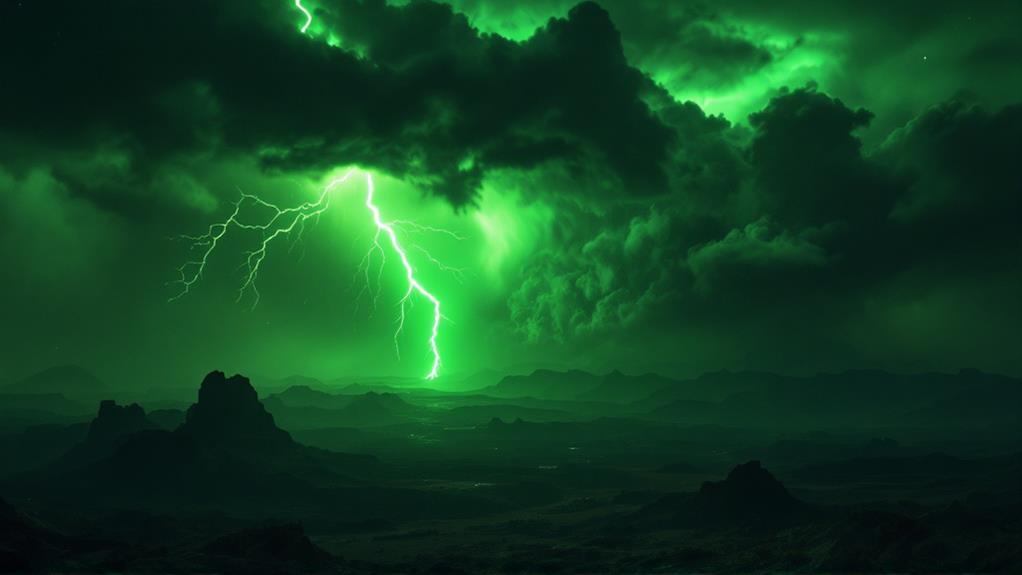 atmospheric electricity generates green lightning