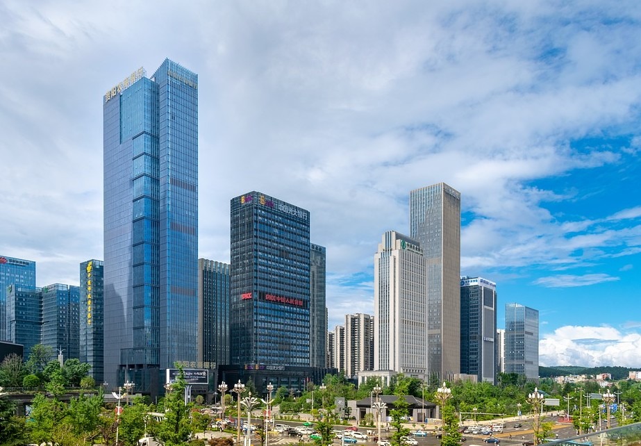 skyscrapers with stratus clouds above the sky