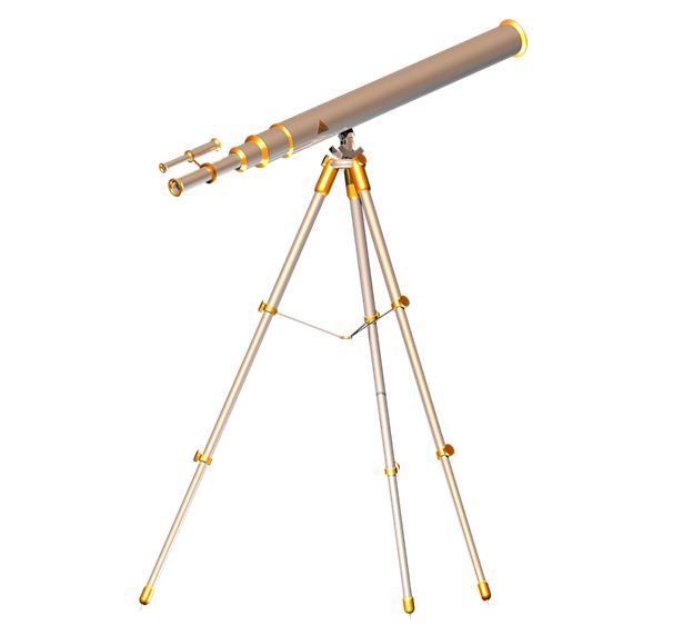 a gold and silver refractor telescope
