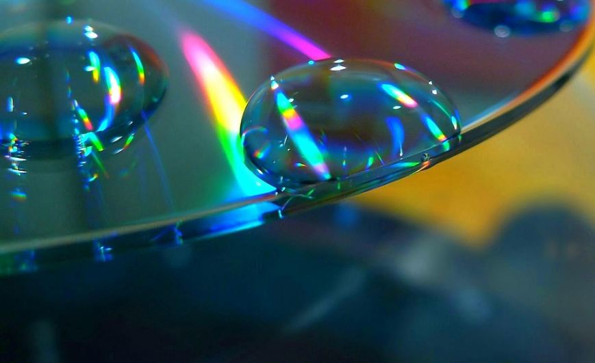 Spectrum of light in a drop of water