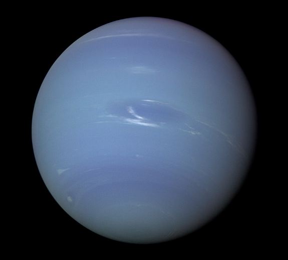 A clear photograph of Neptune taken in 1989.