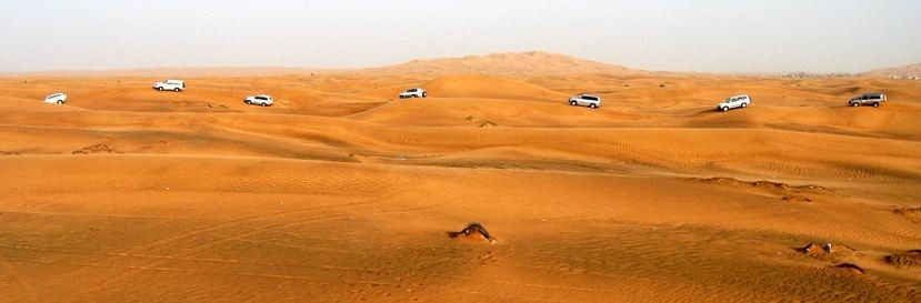 Dubai desert, sand dunes, cars